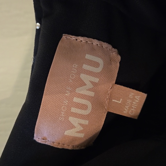 Show Me Your MuMu Black/Silver Embelisshed Suzanna Mini Dress Size Large - Picture 2 of 8